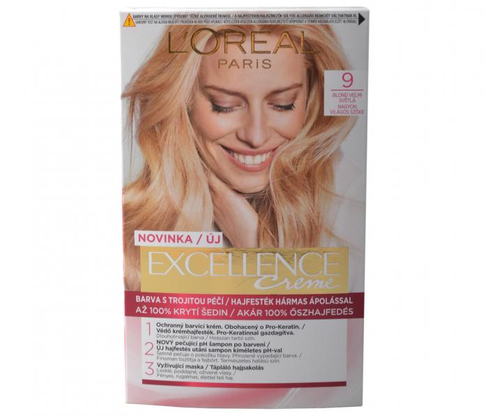 Farba do trwaej koloryzacji wosw Loral Excellence 9 bardzo jasny blond