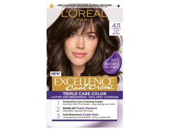 Farba do trwaej koloryzacji wosw Loral Excellence Cool Creme 4.11 ultrapopielaty brz