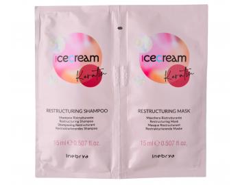 Szampon i maska z keratyn do wosw zniszczonych Inebrya Ice Cream Keratin - 2 x 15 ml