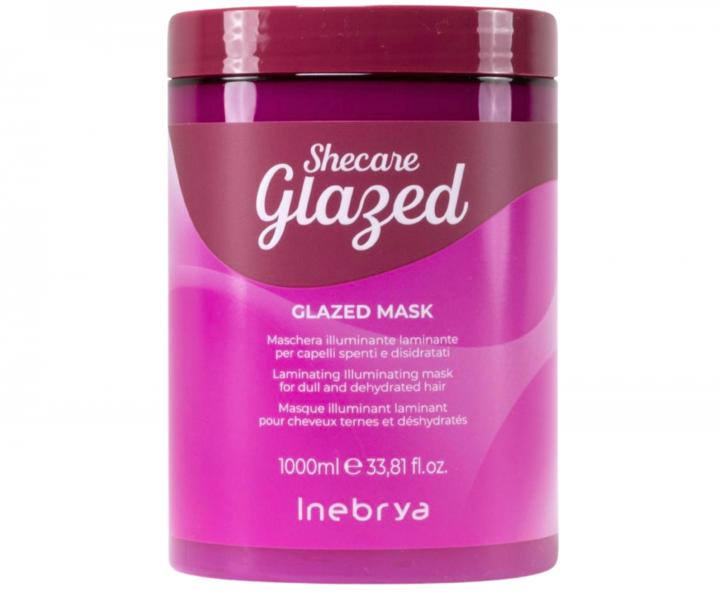 Maska rozwietlajca i nawilajca do wosw bez poysku Inebrya Shecare Glazed Mask - 1000 ml