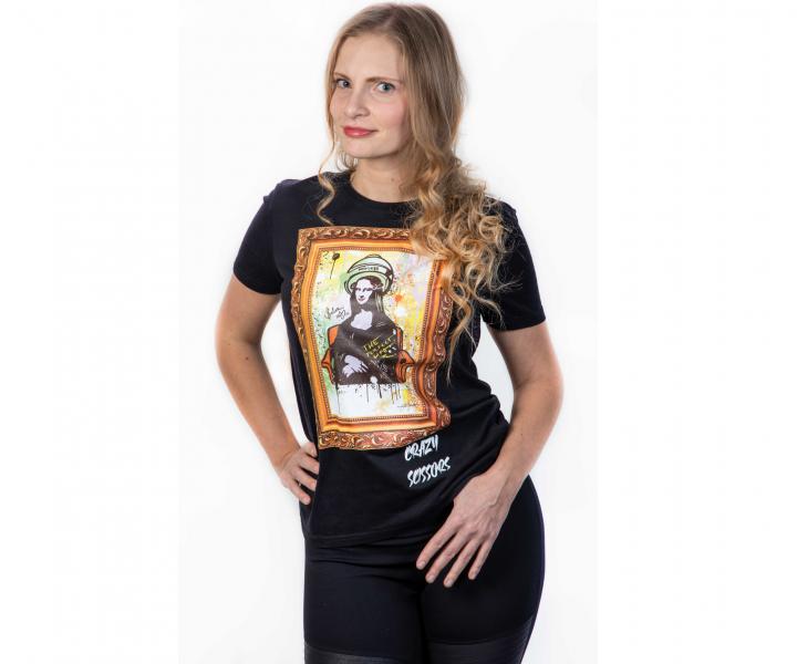 T-shirt z krtkim rkawem Crazy Scissors Mona Lisa - czarny - M