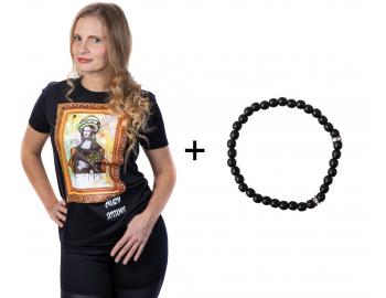 T-shirt z krtkim rkawem Crazy Scissors Mona Lisa - czarny - S + bransoletka Loral Preciosa gratis