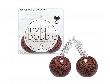 Gumka do wosw spiralka cienka z kuleczkami Invisibobble Twins Purrfection - brzowa w ctki