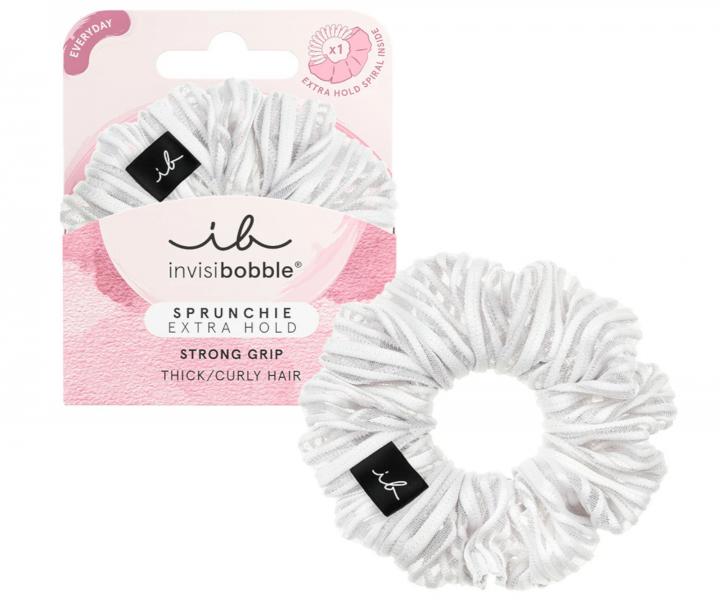 Ozdobna gumka do wosw spiralka Invisibobble Sprunchie Extra Hold Pure White - biaa