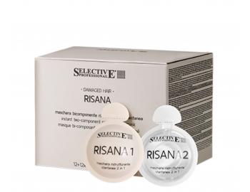 Dwufazowa maska do wosw zniszczonych i obcionych Selective Professional Risana Mask - 12+12 x 15 ml