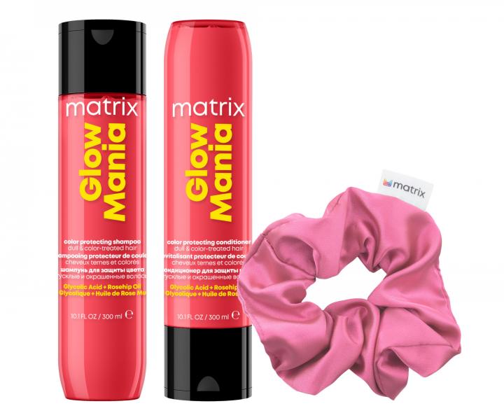 Zestaw nadajcy poysk i ochron matowym wosom farbowanym Matrix Glow Mania + gumka materiaowa gratis