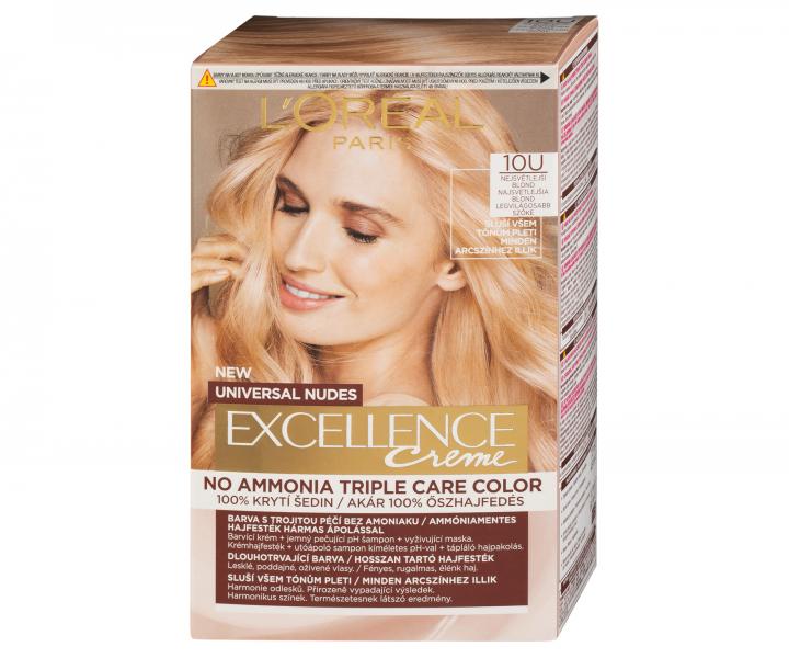 Farba do trwaej koloryzacji wosw Loral Excellence Universal Nudes 10U bardzo bardzo jasny blond