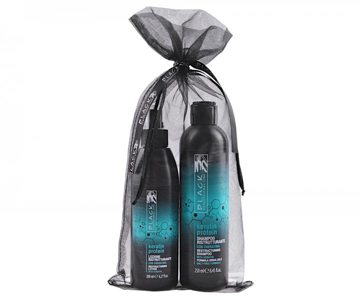 Zestaw upominkowy szampon i lotion do wosw zniszczonych Black Keratin Protein