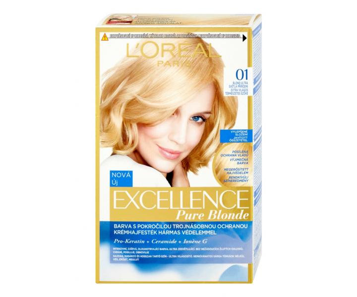 Farba do trwaej koloryzacji wosw Loral Excellence 01 super jasny blond naturalny