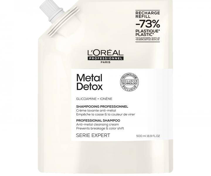 Szampon do wosw farbowanych i zniszczonych Loral Professionnel Serie Expert Metal Detox - 500 ml, zapas