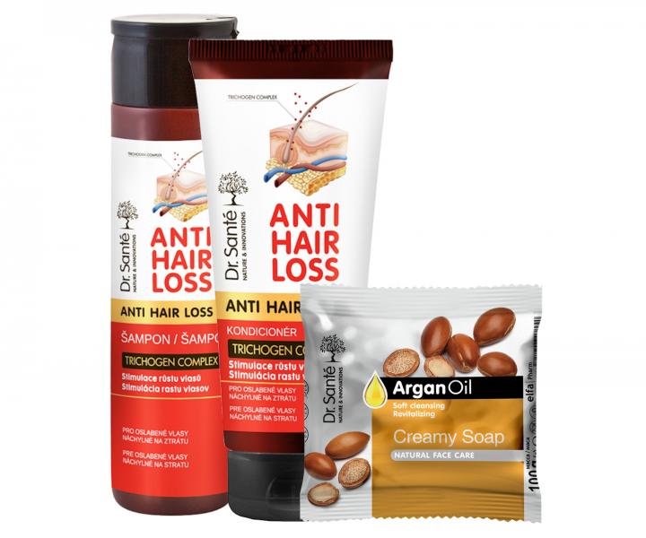 Zestaw na porost wosw Dr. Sant Anti Hair Loss - szampon 250 ml + odywka 200 ml - mydo gratis