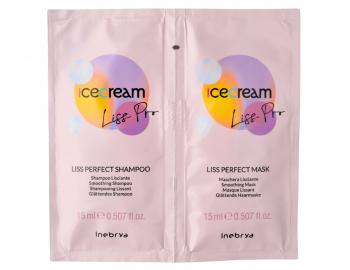 Szampon i maska do wosw puszcych si i niesfornych Inebrya Ice Cream Liss Pro - 2 x 15 ml