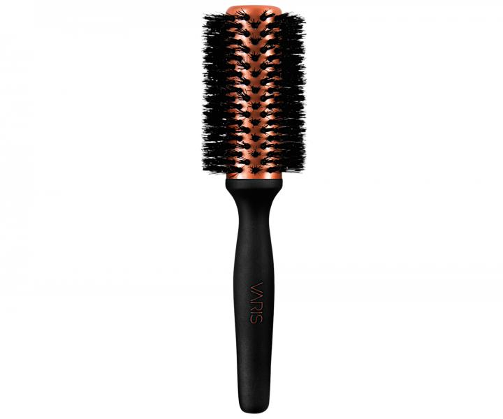 Drewniana okrga szczotka do stylizacji z wosiem dzika i nylonowym Varis Boar Brush Medium - 33 mm