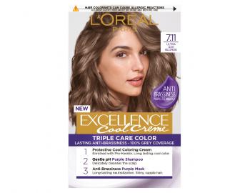 Farba do trwaej koloryzacji wosw Loral Excellence Cool Creme 7.11 ultrapopielaty blond