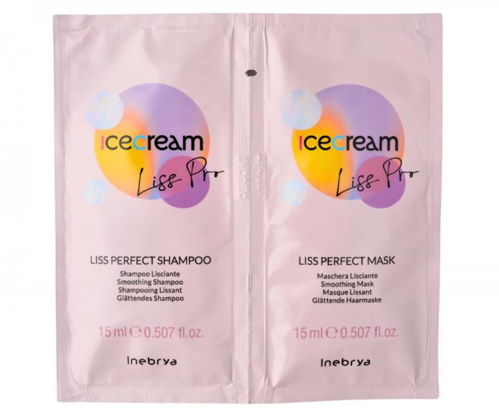 Szampon i maska do wosw puszcych si i niesfornych Inebrya Ice Cream Liss Pro - 2 x 15 ml