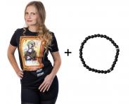 T-shirt z krtkim rkawem Crazy Scissors Mona Lisa - czarny - S + bransoletka Loral Preciosa gratis