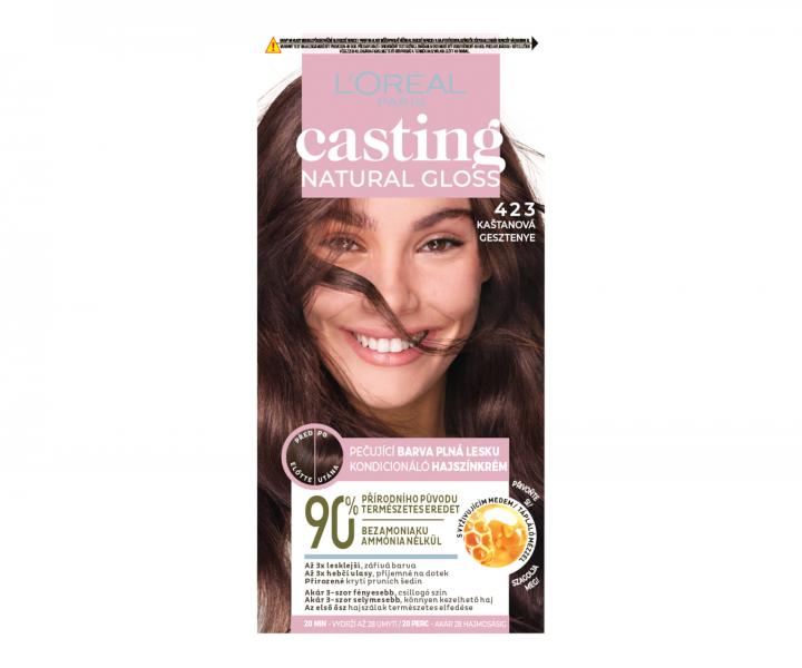 Farba do wosw bez amoniaku Loral Casting Natural Gloss - 423 kasztanowy brz