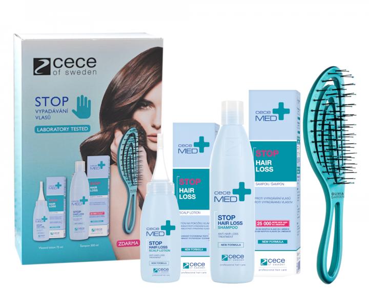 Zestaw upominkowy przeciw wypadaniu wosw Cece Med Stop Hair Loss + szczotka Olivia Garden gratis