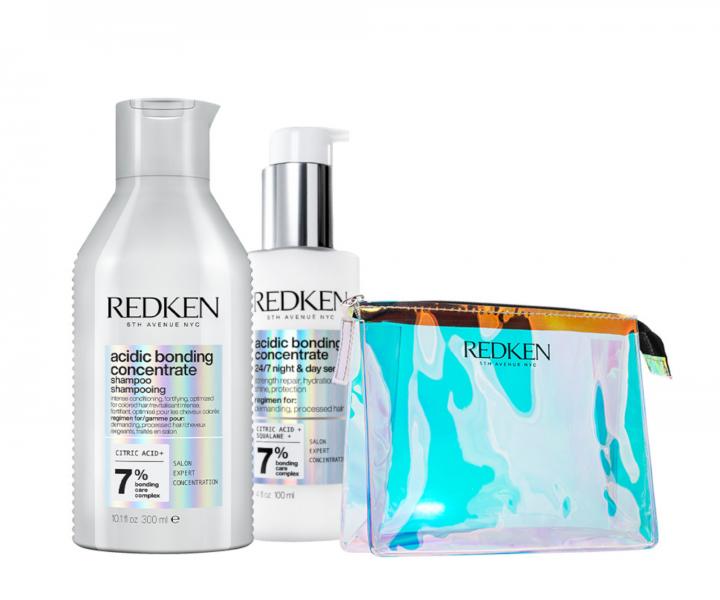 Zestaw do wosw zniszczonych Redken Acidic Bonding Concentrate - szampon + serum na dzie i na noc + kosmetyczka gratis