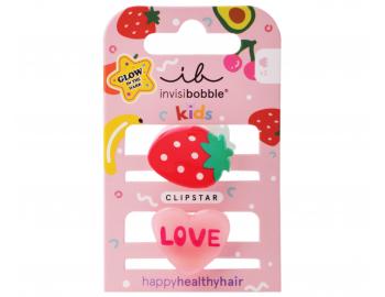 Wesoe spineczki klamerki do wosw dla dzieci Invisibobble Clipstar Frutti Strawberry - 2 szt