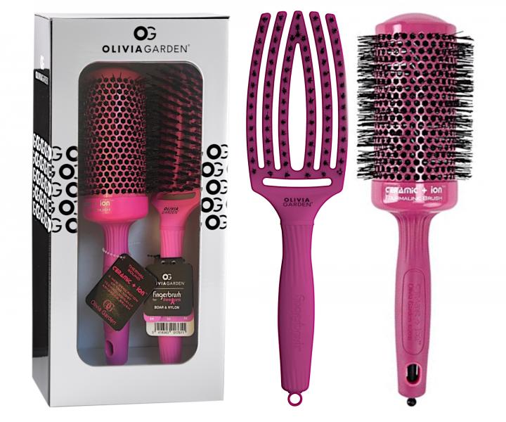 Zestaw upominkowy szczotek do wosw Olivia Garden Bright Pink Set