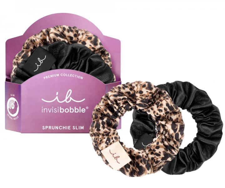 Ozdobne gumki spiralki Invisibobble Sprunchie Slim Premium Leo is the New Black - 2 szt.