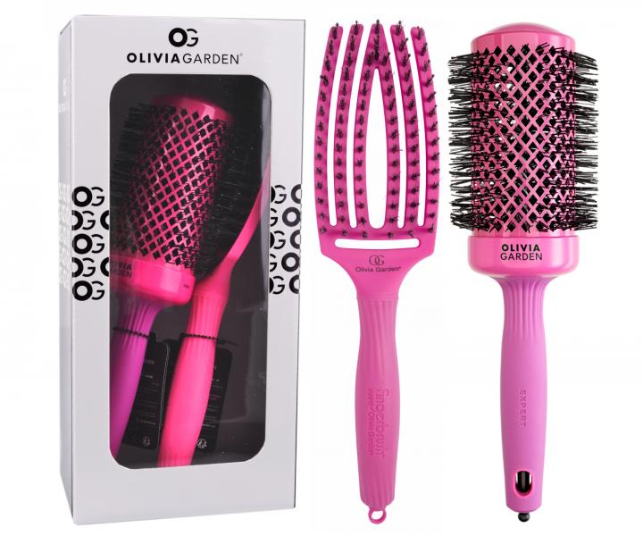 Zestaw upominkowy szczotek do wosw Olivia Garden Hot Pink Set