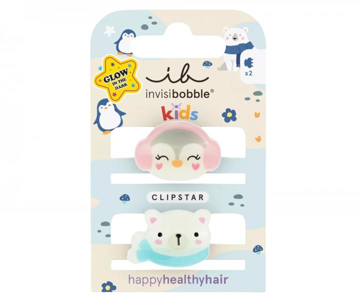 Wesoe spineczki klamerki do wosw dla dzieci Invisibobble Clipstar Polar Friends - 2 szt