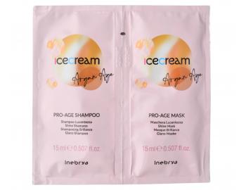 Seria kosmetykw nadajcych wosom olniewajcy poysk Inebrya Ice Cream Argan Age - szampon i maska - 2 x 15 ml