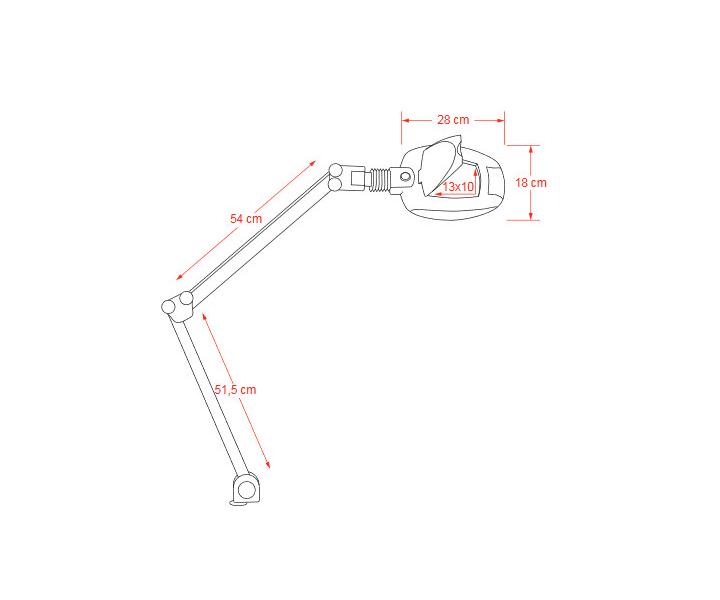 LED lampa z lup 5 dioptrii Weelko Ampli - uchwyt do blatu