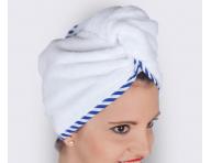 Turban do wosw MaryBerry Welcome to Casablanca - biay z niebieskimi paskami