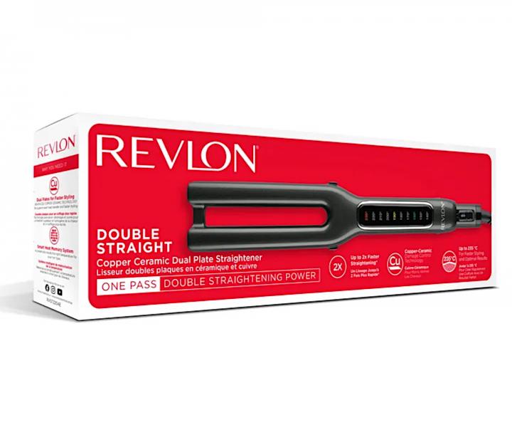 Prostownica do wosw z podwjnymi pytkami ceramicznymi Revlon Double Straight RVST2204E - czarna