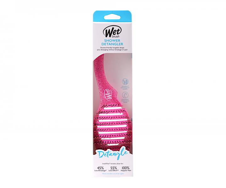 Szczotka do rozczesywania wosw Wet Brush Shower Detangler Pink Glitter - rowa z brokatem