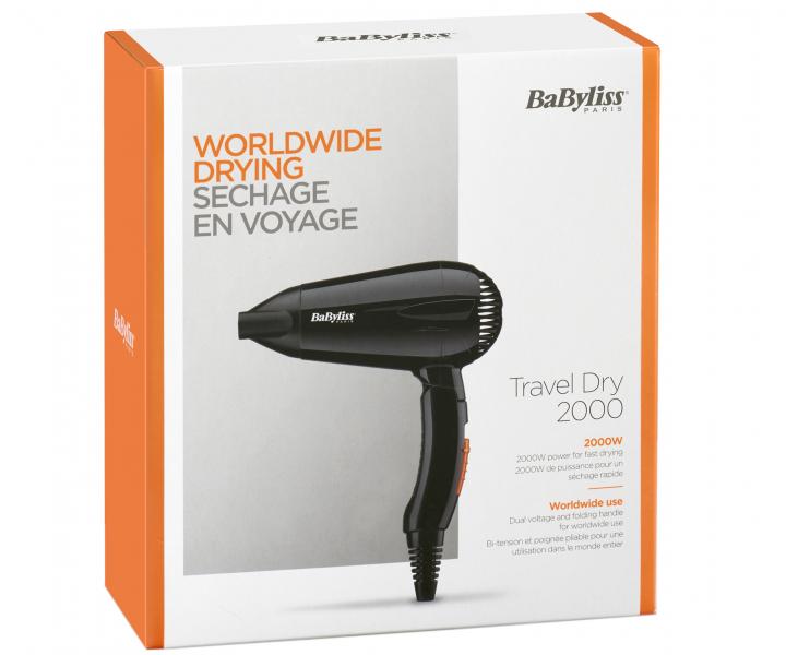 Suszarka do wosw podrna BaByliss Travel Dry 5344E - 2000 W - skadany uchwyt - czarna